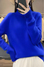 Women's High Neck Roll Neck Sweater – Long Sleeve Knit Pullover
