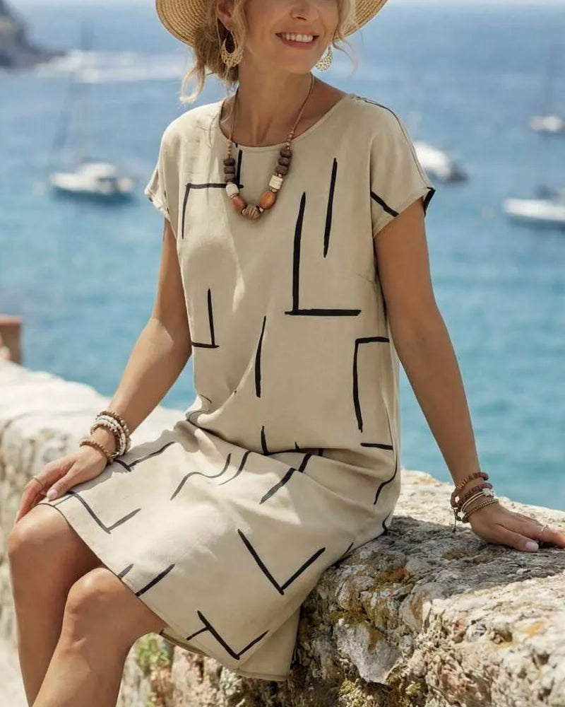 Women's Vacation Print Dress – Flowy Relaxed Summer Dress
