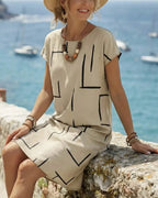 Women's Vacation Print Dress – Flowy Relaxed Summer Dress