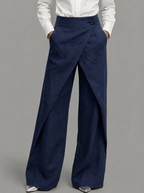 Women's Asymmetrical Pants – Draped Wrap Front Pants