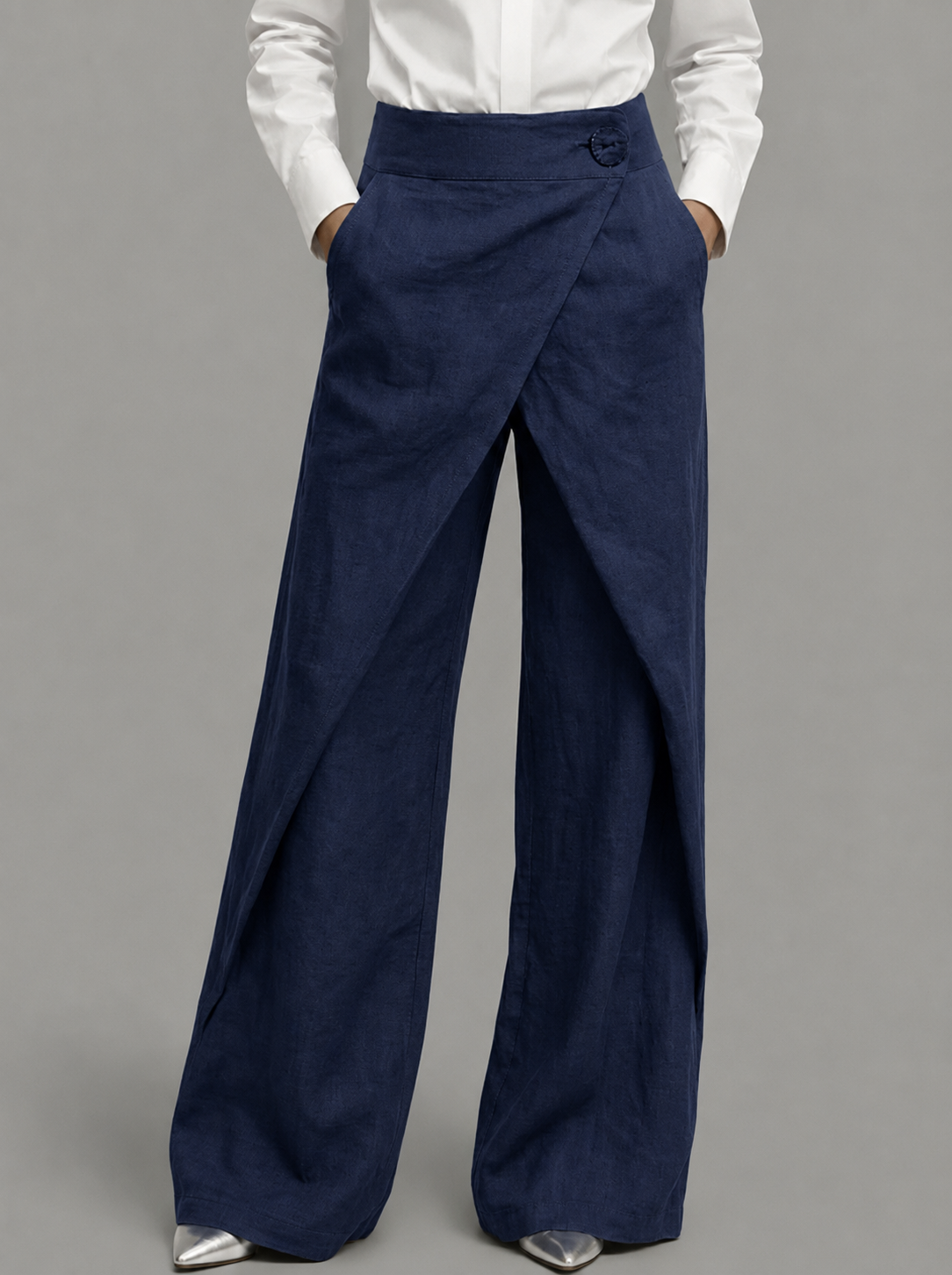 Women's Asymmetrical Pants – Draped Wrap Front Pants