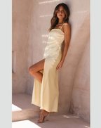 Women's Strappy Evening Maxi Dress – Fitted Side Slit Formal Dress