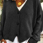 Women's V-Neck Button Cardigan – Classic Long Sleeve Cardigan