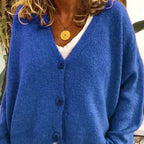 Women's V-Neck Button Cardigan – Classic Long Sleeve Cardigan