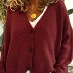 Women's V-Neck Button Cardigan – Classic Long Sleeve Cardigan