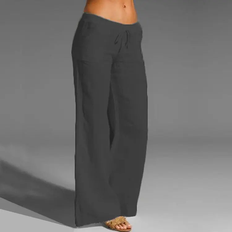 Women's Wide Leg Drawstring Summer Pants – Lightweight Relaxed Trousers