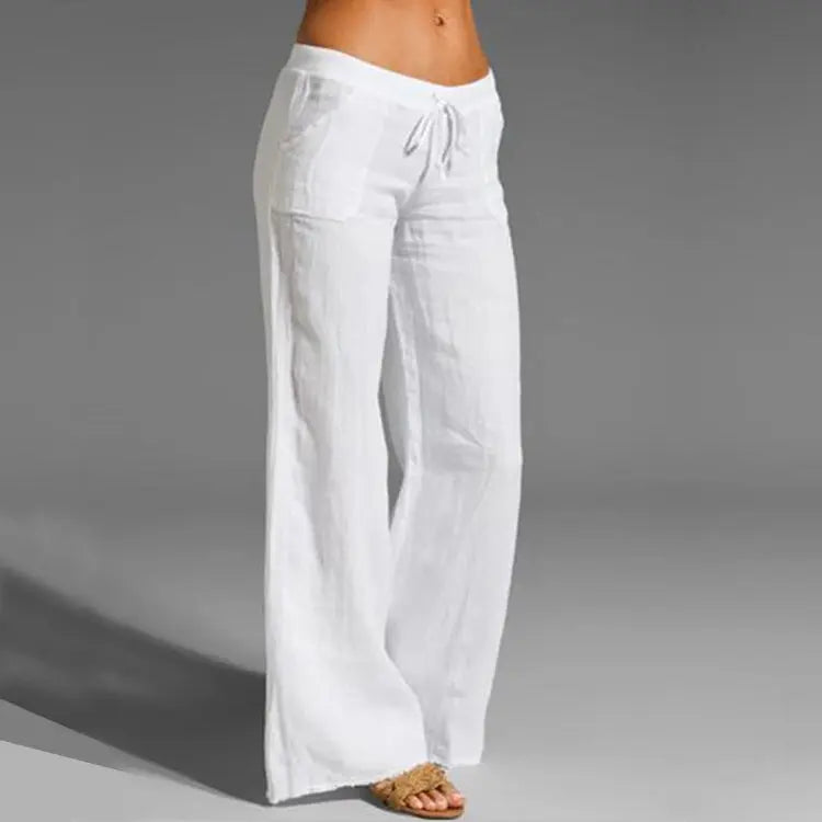 Women's Wide Leg Drawstring Summer Pants – Lightweight Relaxed Trousers