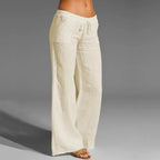 Women's Wide Leg Drawstring Summer Pants – Lightweight Relaxed Trousers