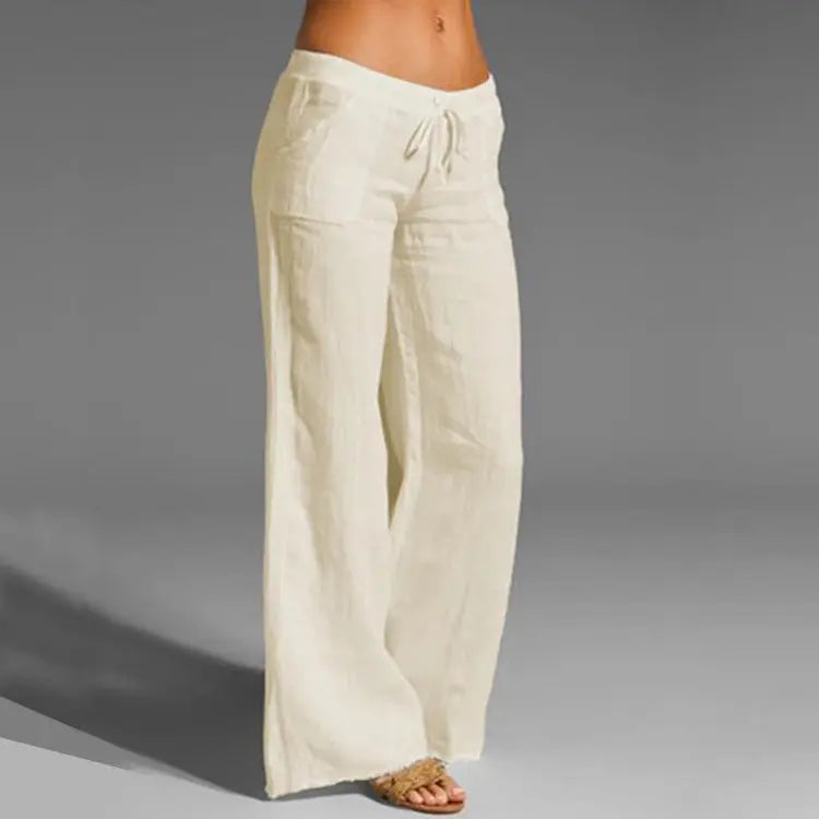 Women's Wide Leg Drawstring Summer Pants – Lightweight Relaxed Trousers
