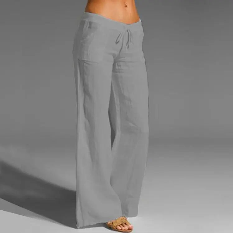 Women's Wide Leg Drawstring Summer Pants – Lightweight Relaxed Trousers