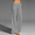 Women's Wide Leg Drawstring Summer Pants – Lightweight Relaxed Trousers