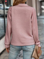 Women's Half-Zip V-Neck Sweater – Collared Zip Knit Pullover