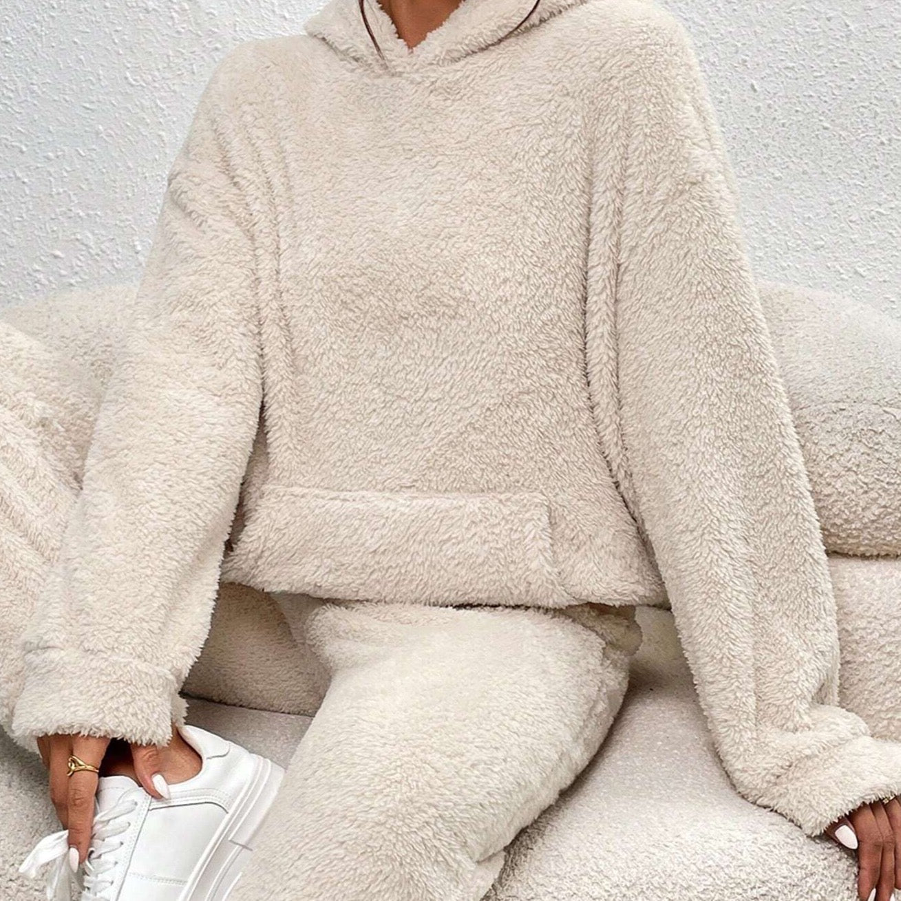 Women's Teddy Fleece House Set – Hooded Plush Lounge Suit