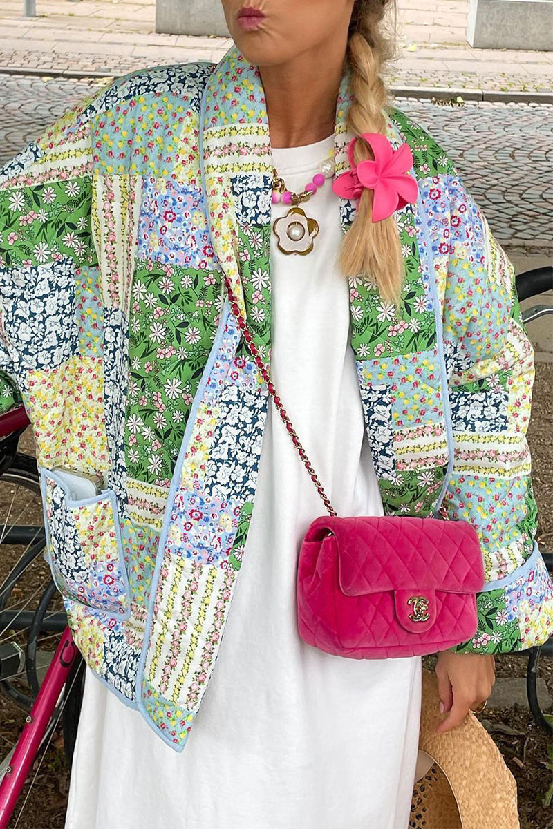 Women's Floral Pocket Cardigan – Open Front Long Sleeve Cardigan