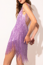 Alanah | Strappy Sequin Fringe Dress with spaghetti straps