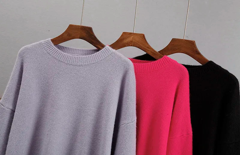 Women's Oversized Knit Sweater – Relaxed Long Sleeve Winter Sweater