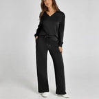 Women's Relaxed Lounge Set – Oversized Wide Leg Two-Piece Outfit