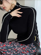 Women's Long Sleeve Roll Neck Sweater – Fitted Winter Knit Sweater