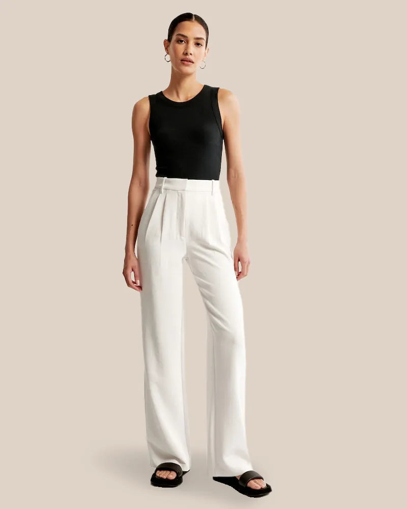 Women's Flowy Wide Leg Dress Pants – High Waist Tailored Trousers