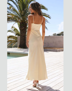 Women's Strappy Evening Maxi Dress – Fitted Side Slit Formal Dress