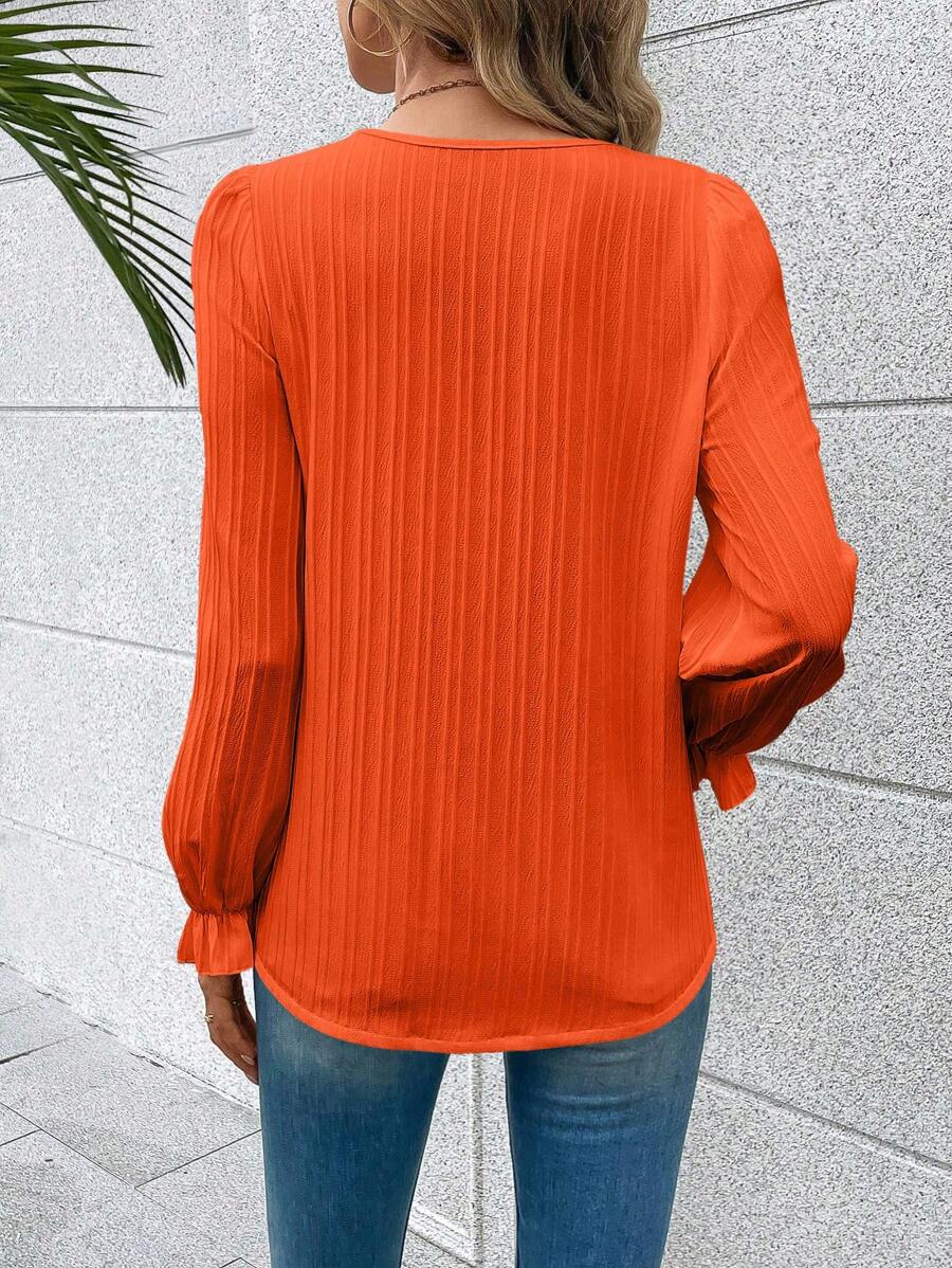 Women's Crew Neck Lace Blouse – Long Sleeve Detail Blouse