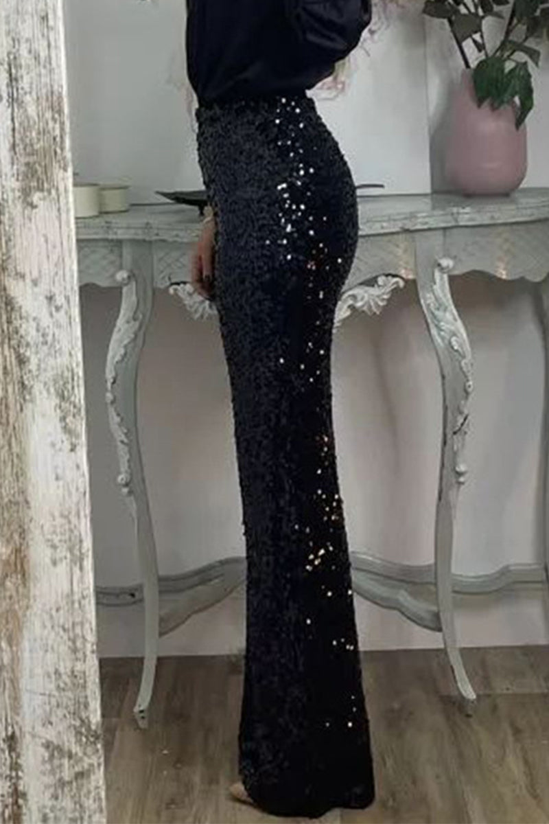 Women's Sequin Pants – High Waist Cocktail Pants