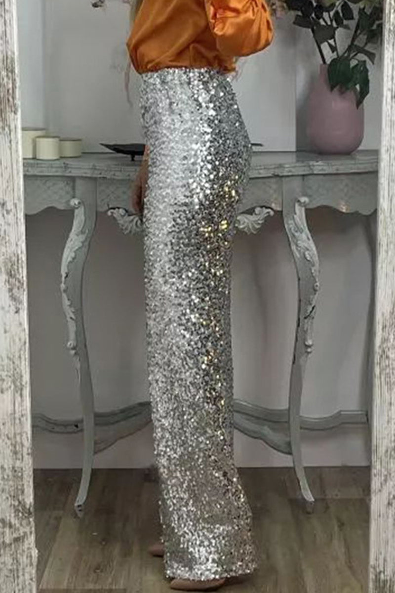 Women's Sequin Pants – High Waist Cocktail Pants