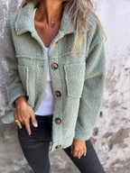 Women's Lapel Collar Jacket – Tailored Button Front Everyday Jacket
