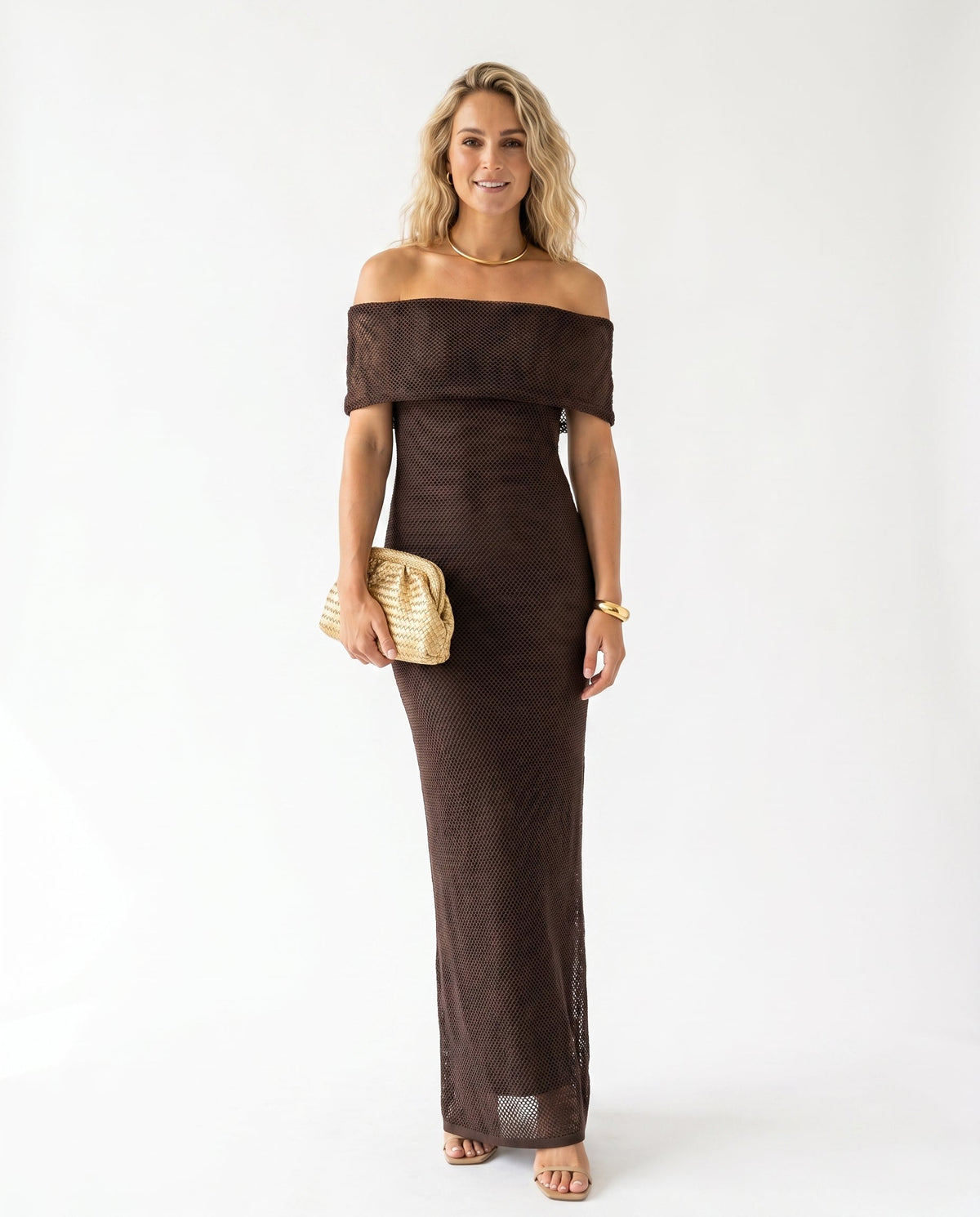 Women's Draped Shimmer Maxi Dress – Flowy Formal Evening Dress