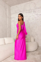 Women's Pleated Wedding Guest Dress – Flowy Formal Maxi Dress