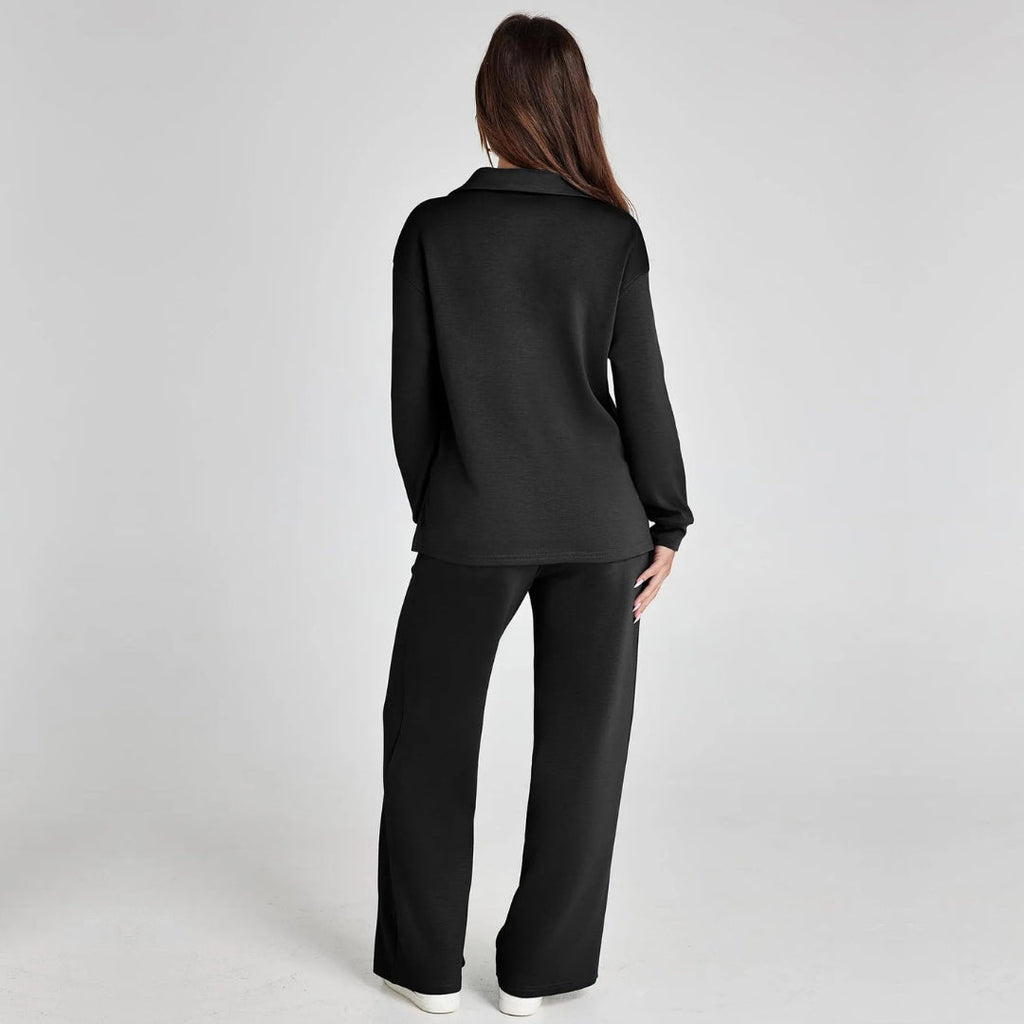 Women's Relaxed Lounge Set – Oversized Wide Leg Two-Piece Outfit