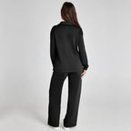 Women's Relaxed Lounge Set – Oversized Wide Leg Two-Piece Outfit