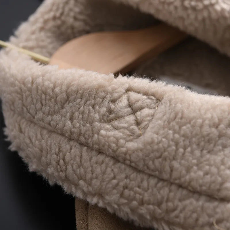 Women's Faux Shearling Aviator Jacket – Cropped Winter Jacket