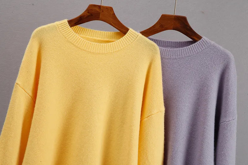 Women's Oversized Knit Sweater – Relaxed Long Sleeve Winter Sweater