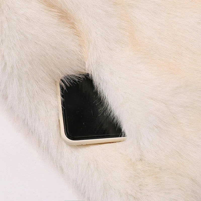 Women's Oversized Faux Fur Coat – Fluffy Winter Statement Jacket