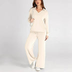 Women's Relaxed Lounge Set – Oversized Wide Leg Two-Piece Outfit