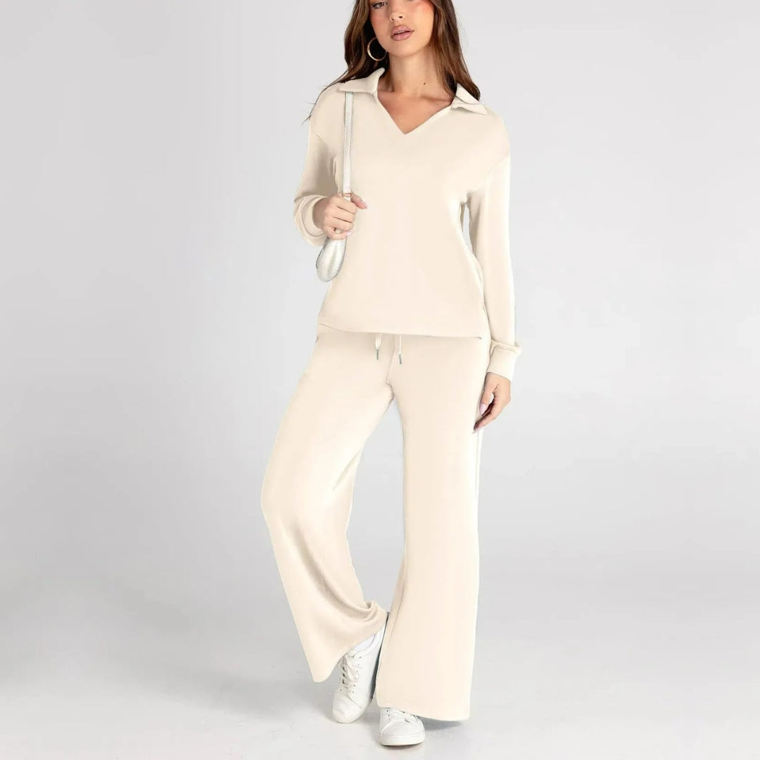 Women's Relaxed Lounge Set – Oversized Wide Leg Two-Piece Outfit