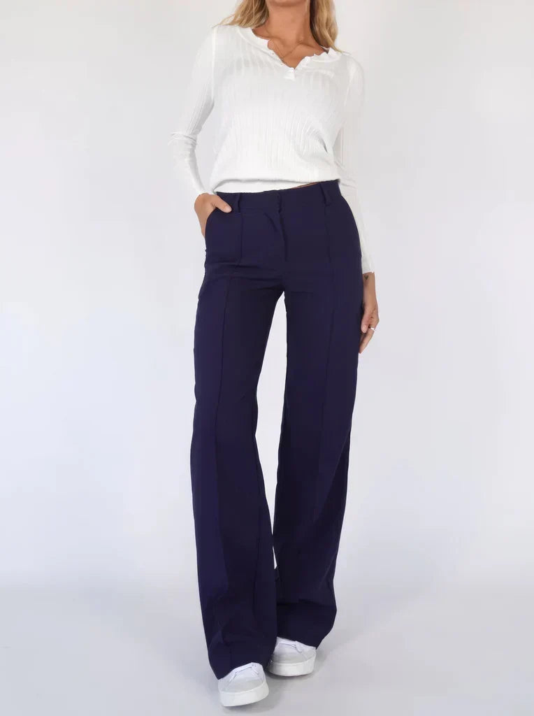 Women's Wide Leg Dress Pants – High Waist Tailored Fitted Waist Trousers