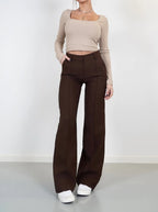 Women's Classic Straight Leg Pants – High Waist Tailored Dress Trousers