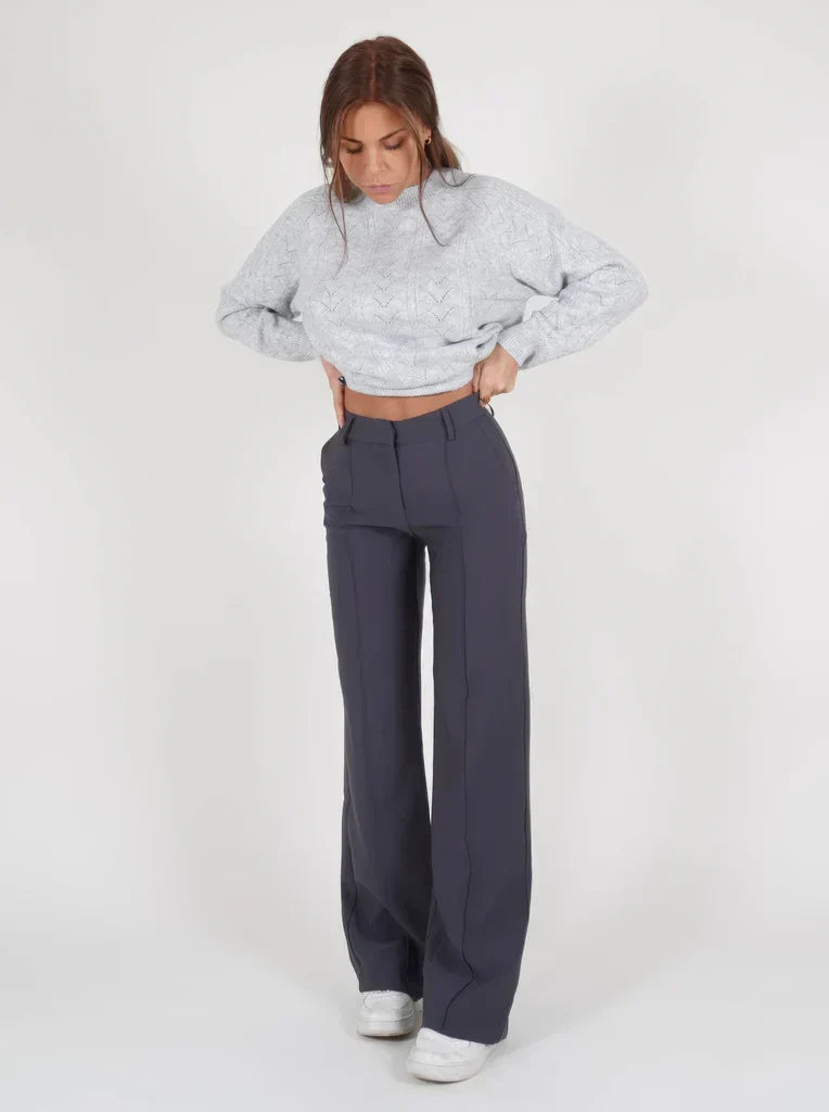 Women's Wide Leg Dress Pants – High Waist Tailored Fitted Waist Trousers