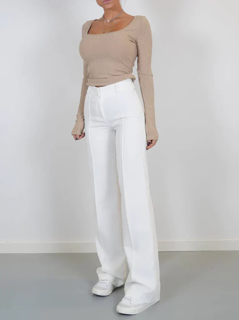 Women's Wide Leg Dress Pants – High Waist Tailored Fitted Waist Trousers