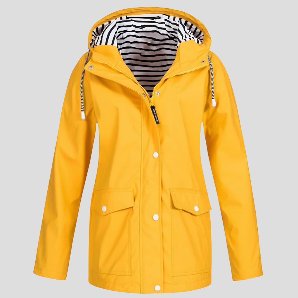 Women's Hooded Rain Jacket – Wind Resistant Zip-Up Outdoor Jacket