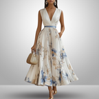 Women's Sleeveless Pleated Maxi Dress – Flowy Formal Occasion Dress