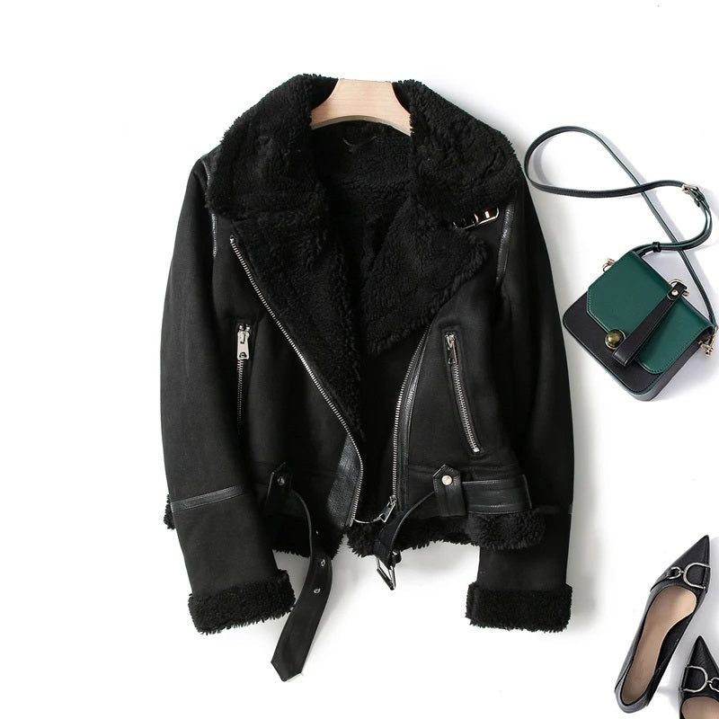 Women's Warm Fleece Jacket – Cropped Zip-Up Winter Jacket