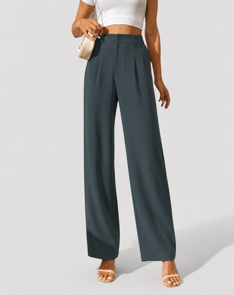 Women's High Waisted Flowy Wide Leg Pants – Everyday Dress Trousers