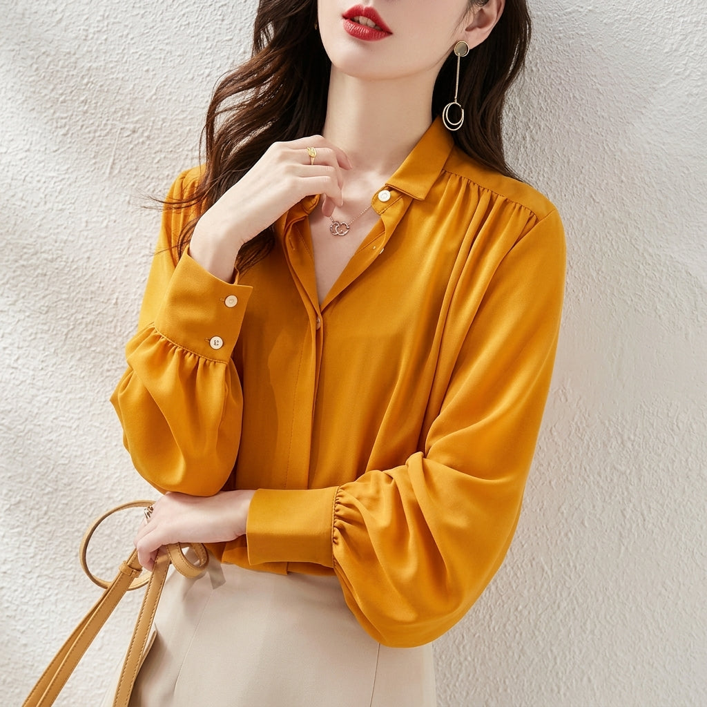 Women's Casual Long Sleeve Blouse – Relaxed Everyday Blouse