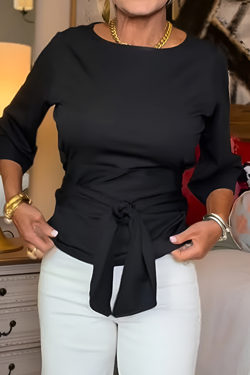 Women's Tie Front Blouse – Bow Waist Fitted Top