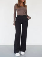 Women's Wrinkle Resistant Lightweight Trousers – Relaxed Wide Leg Pants
