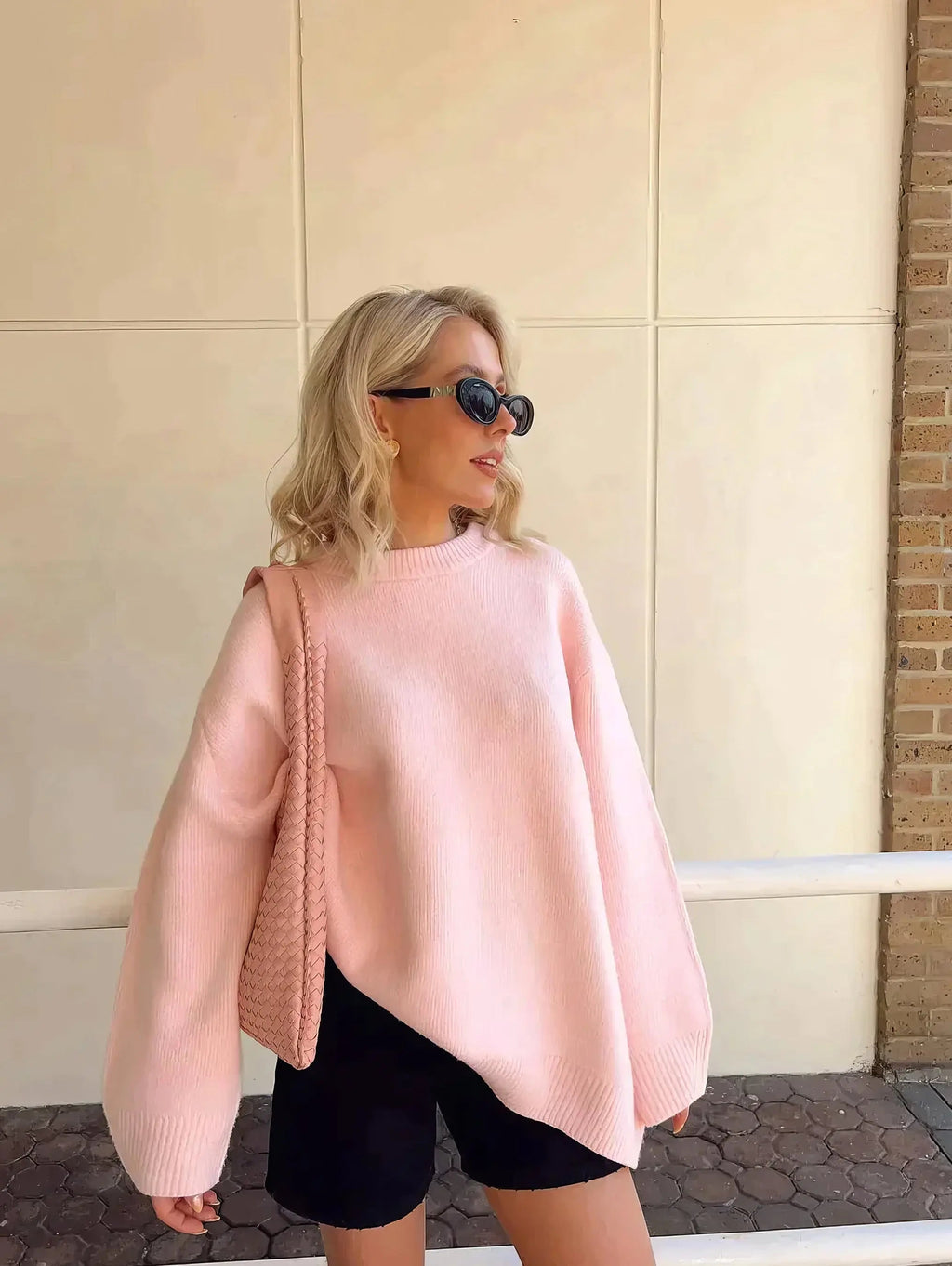 Women's Oversized Crew Neck Sweater – Long Sleeve Knit Pullover