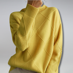 Women's Diamond Knit Sweater – Roll Neck Jumper